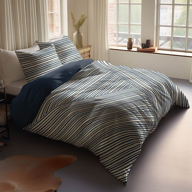 McGregor Dekbedovertrek Katoen Satijn Nautic Lines LitsJumeaux (240x220 Cm) Blauw & Meerkleurig Katoen Satijn Strepen  - Overtrek - 240x220 Cm - 