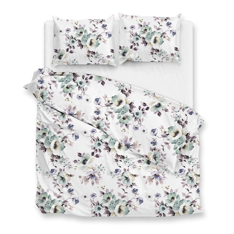 Zo!Home Dekbedovertrek Katoen Flanel Celia LitsJumeaux XL (260x200 Cm) Meerkleurig Flanel Bloemen  - Overtrek - 260x200 Cm (Lits-Jumeaux XL) - - 