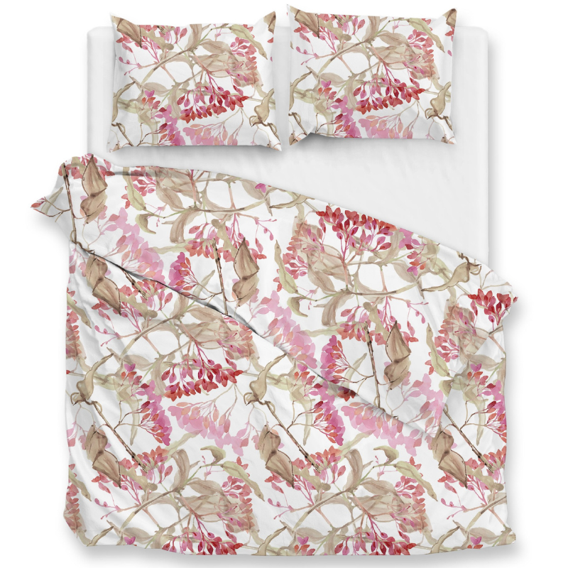 Zo!Home Dekbedovertrek Katoen Satijn Dario LitsJumeaux XL (260x200 Cm) Wit Katoen Satijn Bloemen  - Overtrek - 260x200 Cm (Lits-Jumeaux XL) - - 