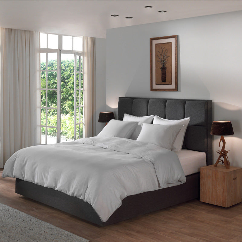 Yellow Suites Dekbedovertrek Linnen Vaporous Grey Eenpersoons (140x200 Cm) Grijs Percale Katoen Effen  - Overtrek - 140x200 Cm (Eenpersoons) - - 