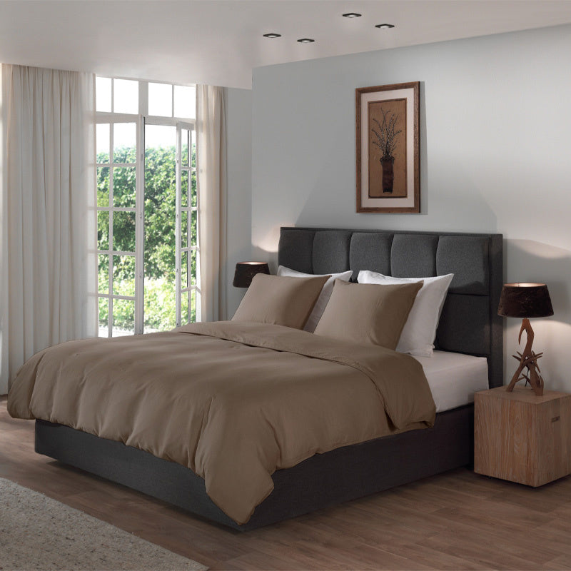 Yellow Suites Dekbedovertrek Linnen Plaza Taupe LitsJumeaux (240x220 Cm) Taupe Belgisch Linnen Katoen Effen  - Overtrek - 240x220 Cm - 