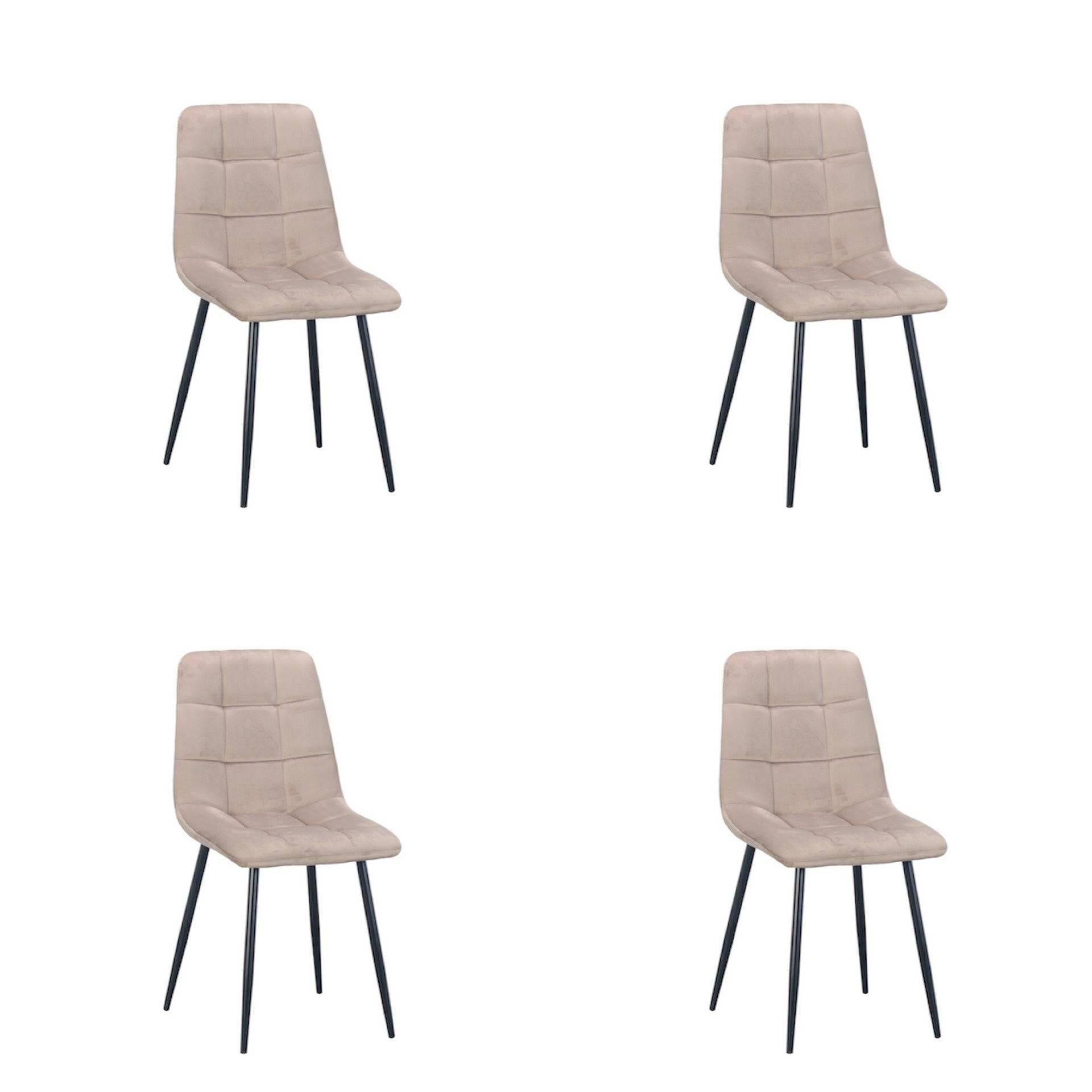 Polewolf Set van 4 eetkamerstoelen Carre velvet | 