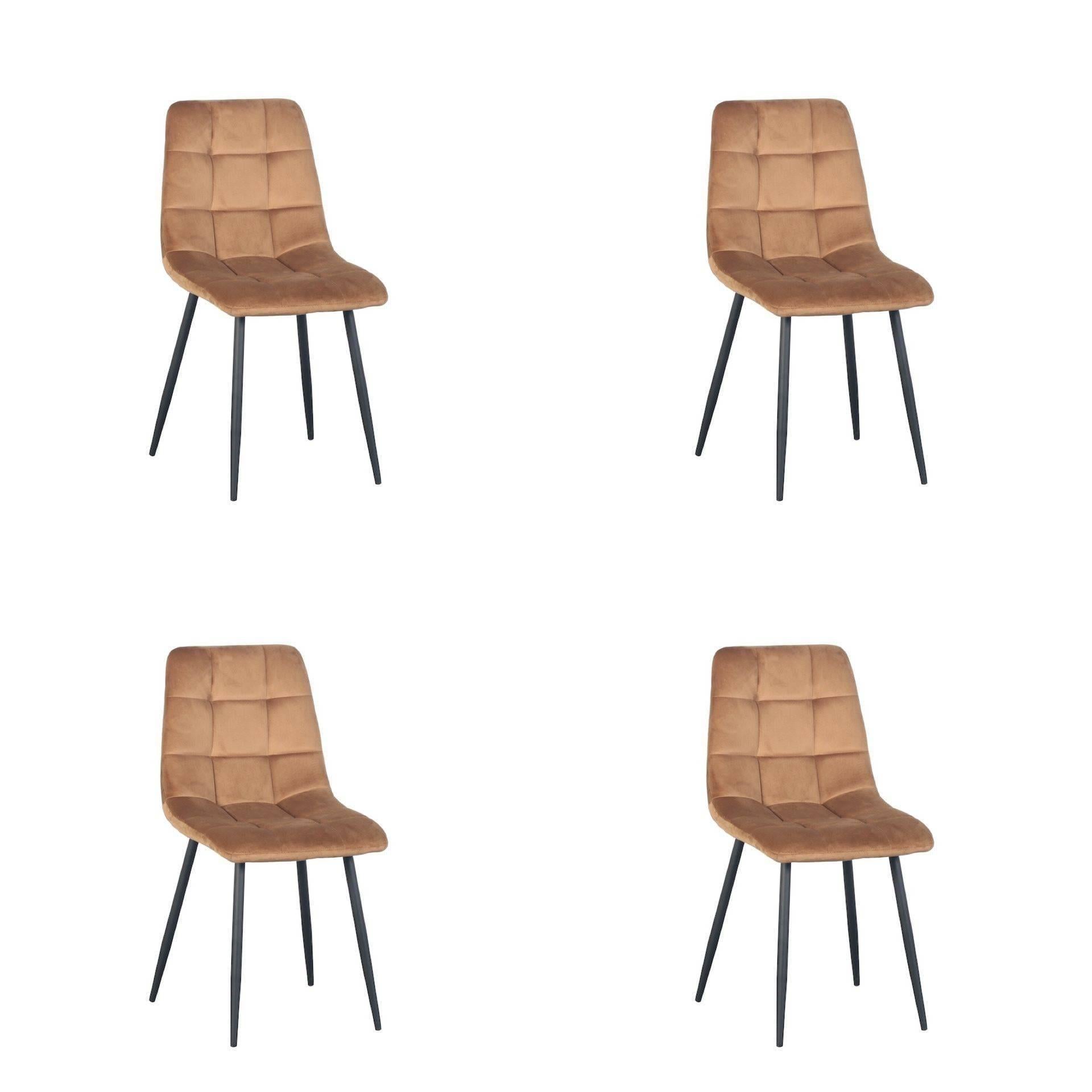 Polewolf Set van 4 eetkamerstoelen Carre velvet | 