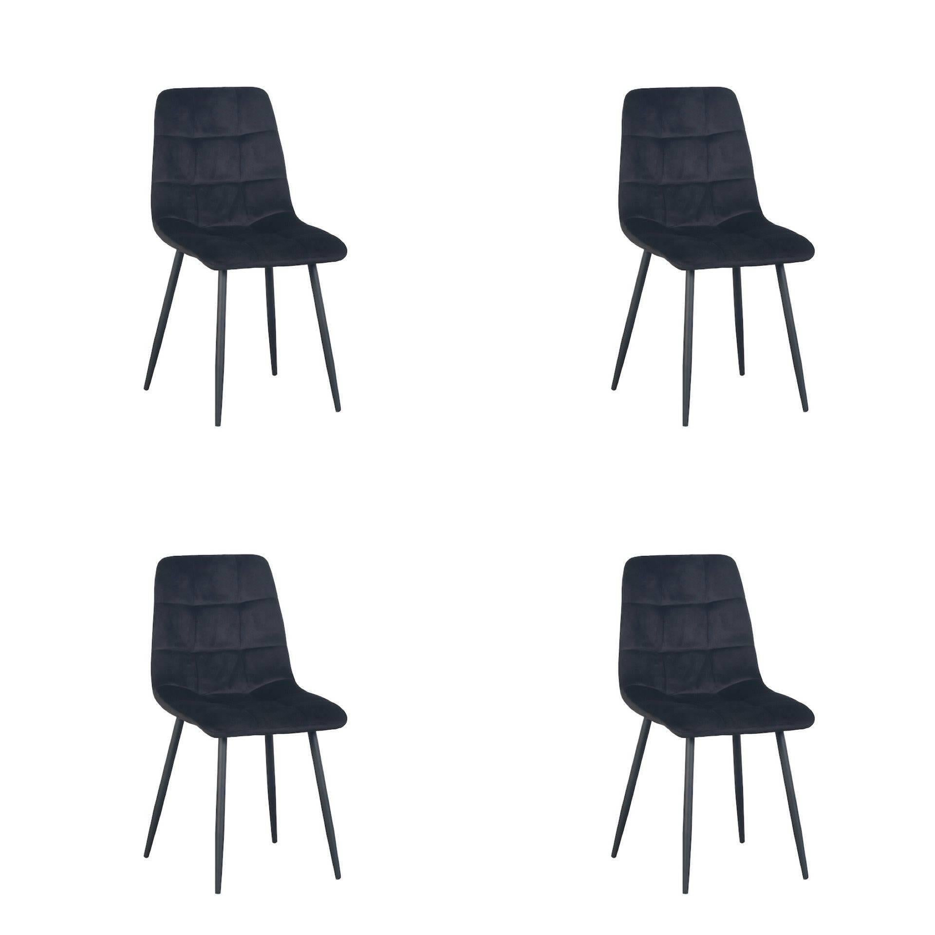 Polewolf Set van 4 eetkamerstoelen Carre velvet | 
