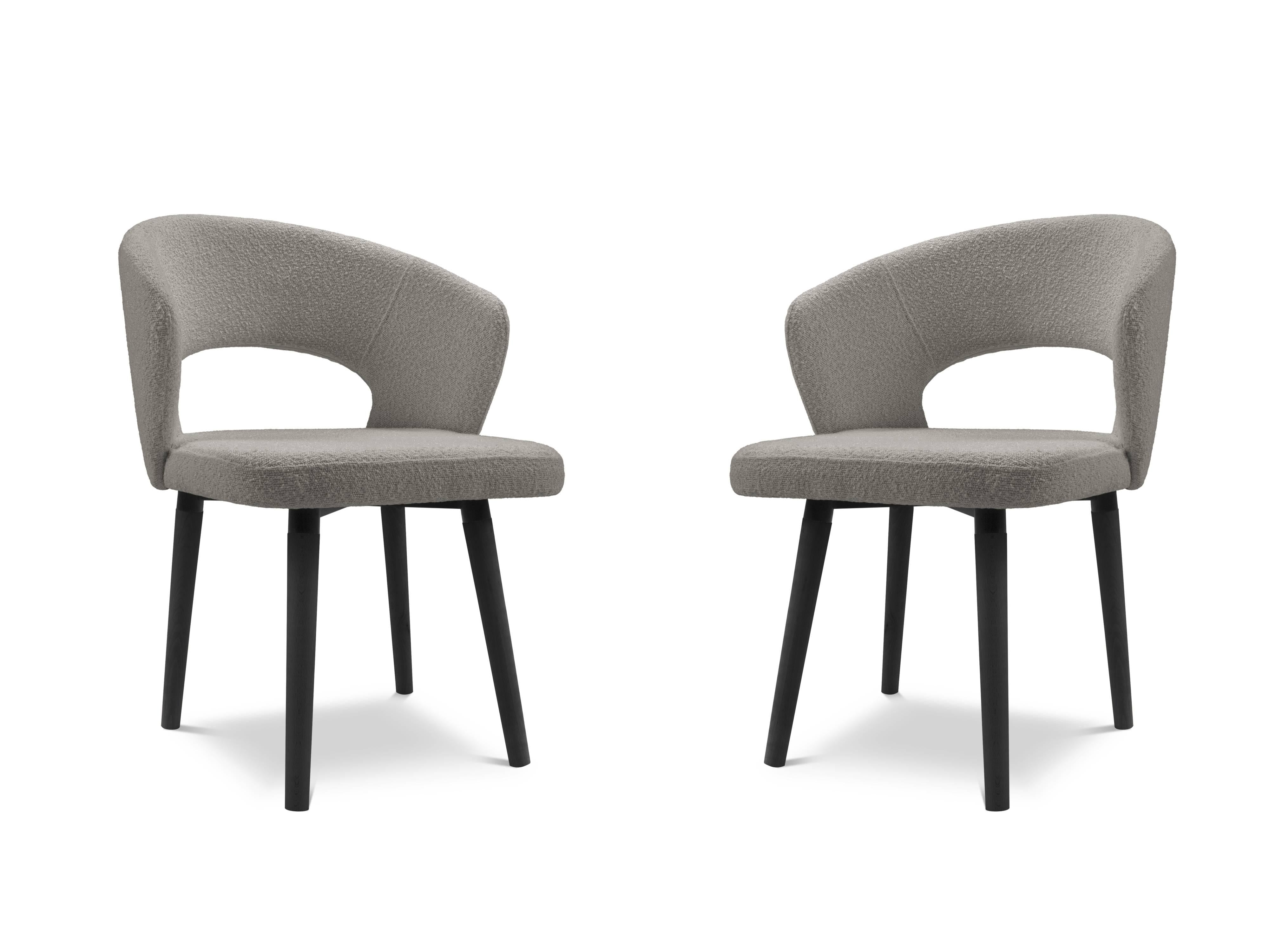 Windsor & Co Set van 2 eetkamerstoelen Eslin bouclé | 