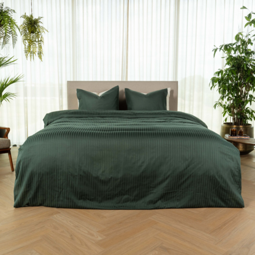 Kayori Elin Dekbedovertrek Katoensatijn 140x200/220 Donkergroen