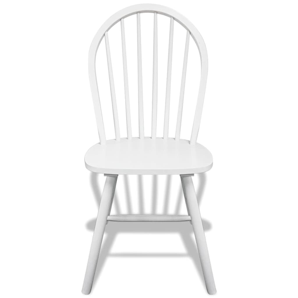 vidaXL Eetkamerstoelen 6 st massief rubberwood wit