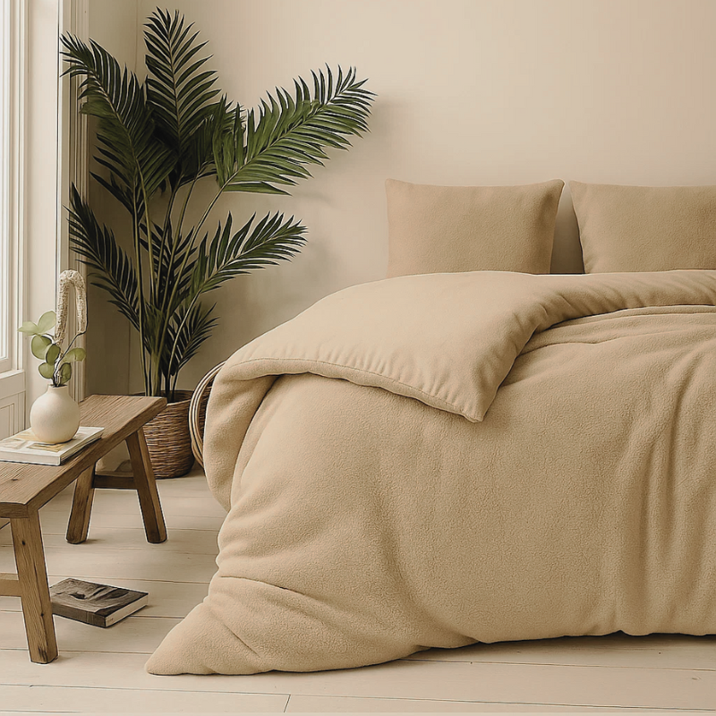 Fresh and Co Dekbedovertrek Teddy Tweepersoons (200x200 Cm) Taupe Microvezel Teddy Effen  - Overtrek - 200x200 Cm (Tweepersoons) -  - 