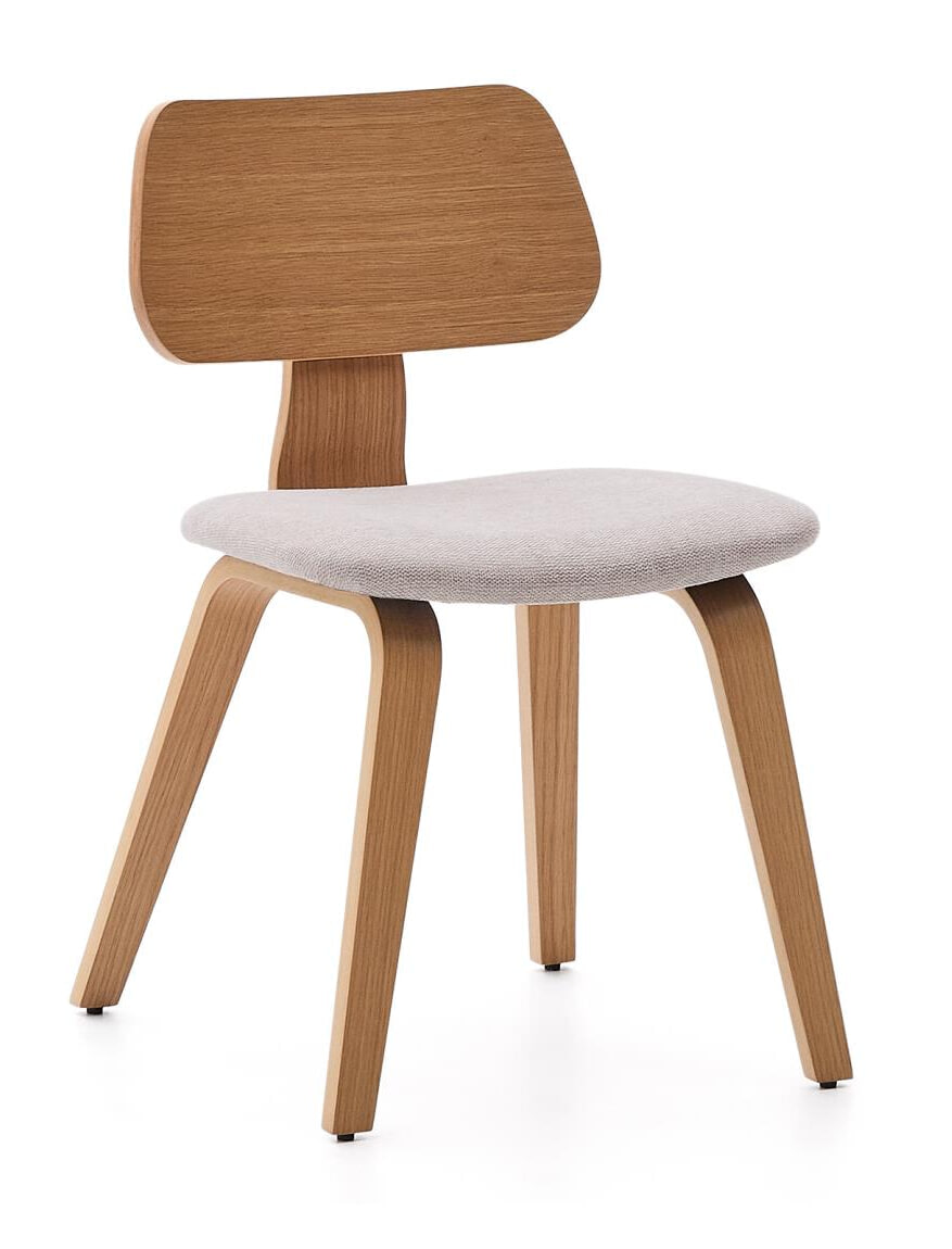 Kave Home Eetkamerstoel Gena Eiken en rubberhout - Beige
