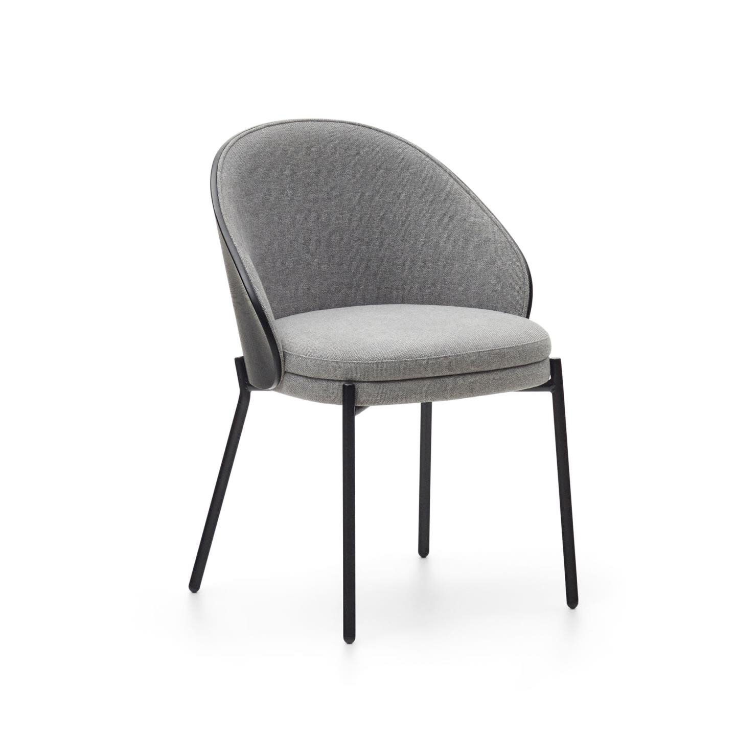 Kave Home Eetkamerstoel Eamy Essenhout - Lichtgrijs/Zwart