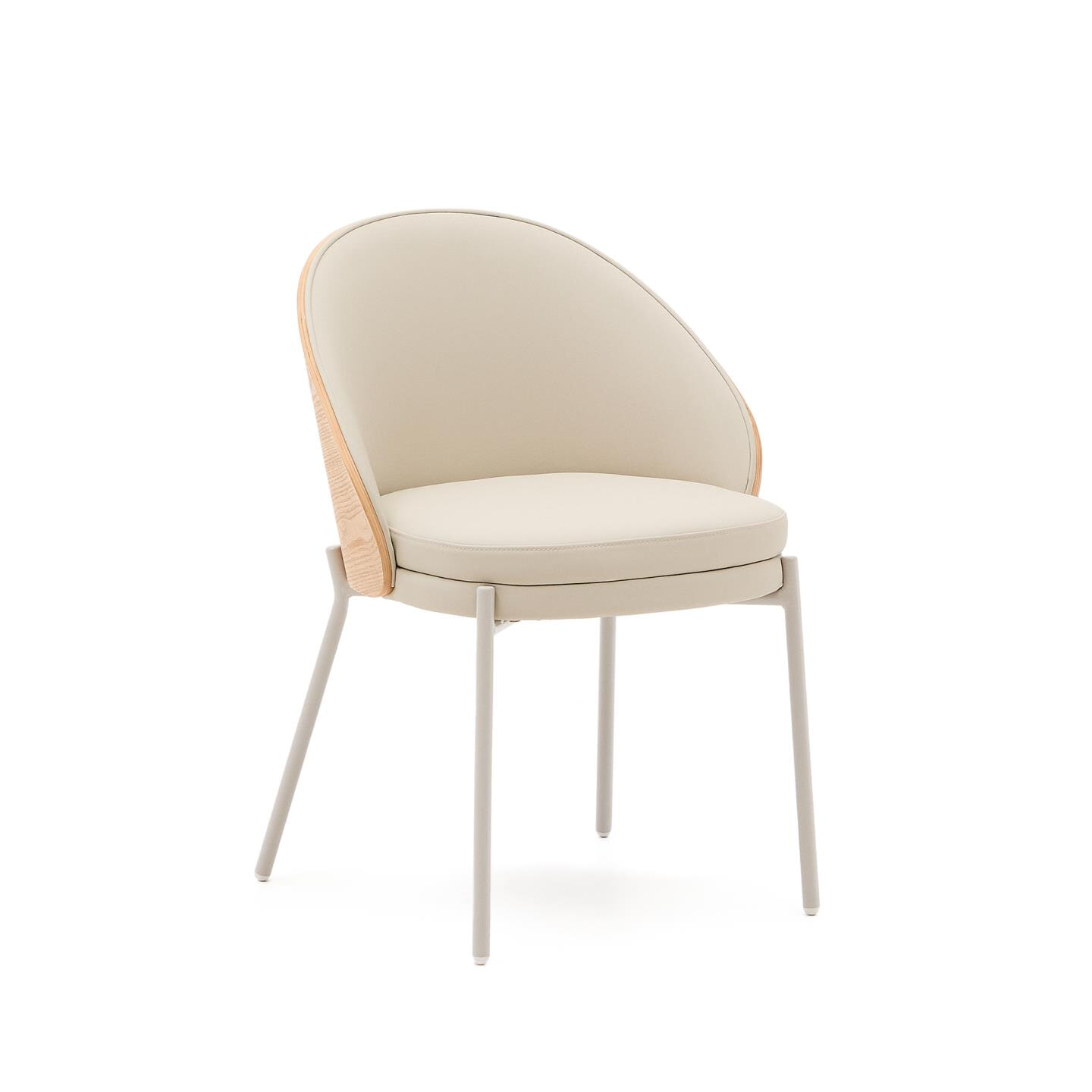 Kave Home Eetkamerstoel Eamy Lederlook - Beige