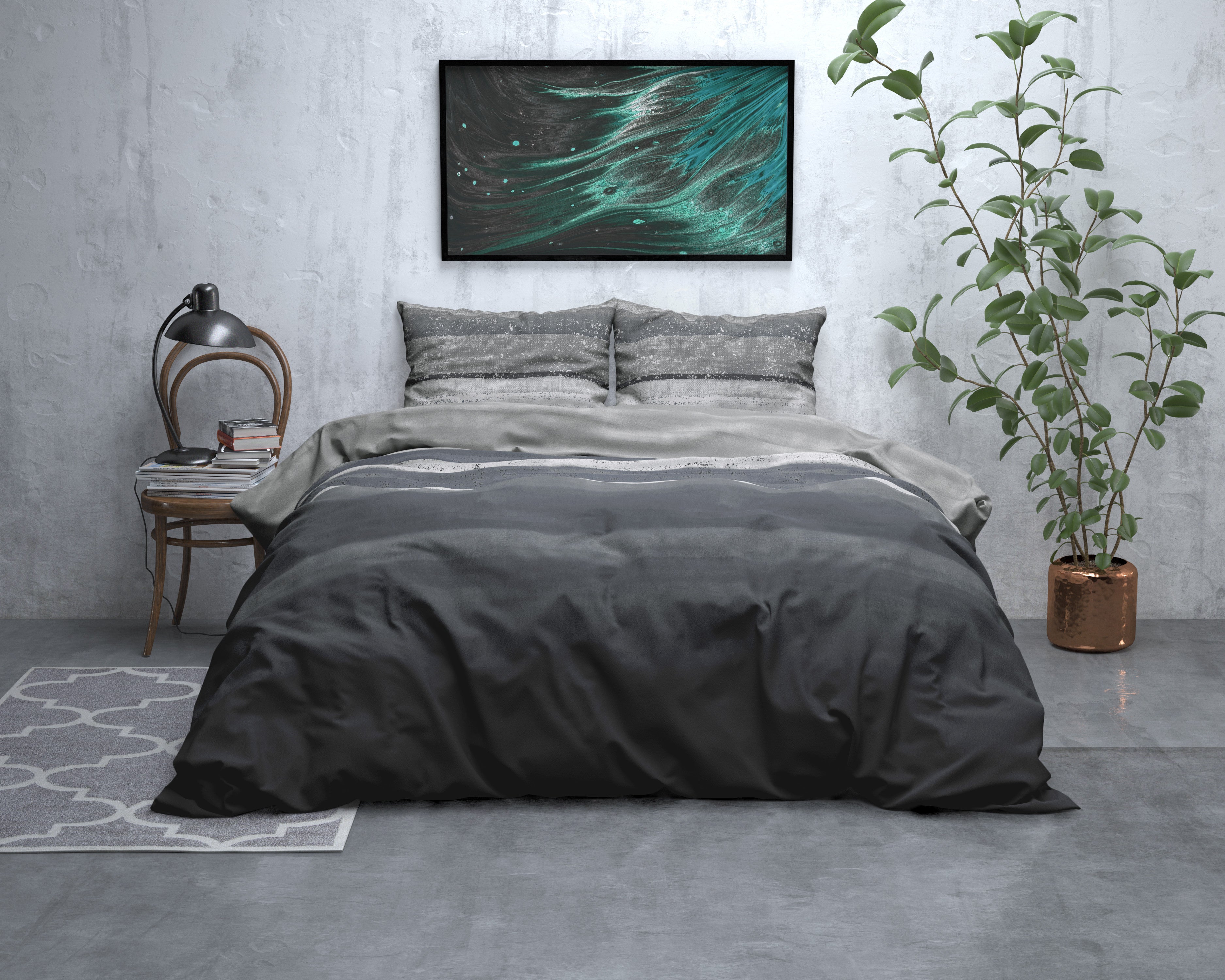 RoyalTextile - Marcus Dekbedovertrek Flanel - Grijs - 200 x 220