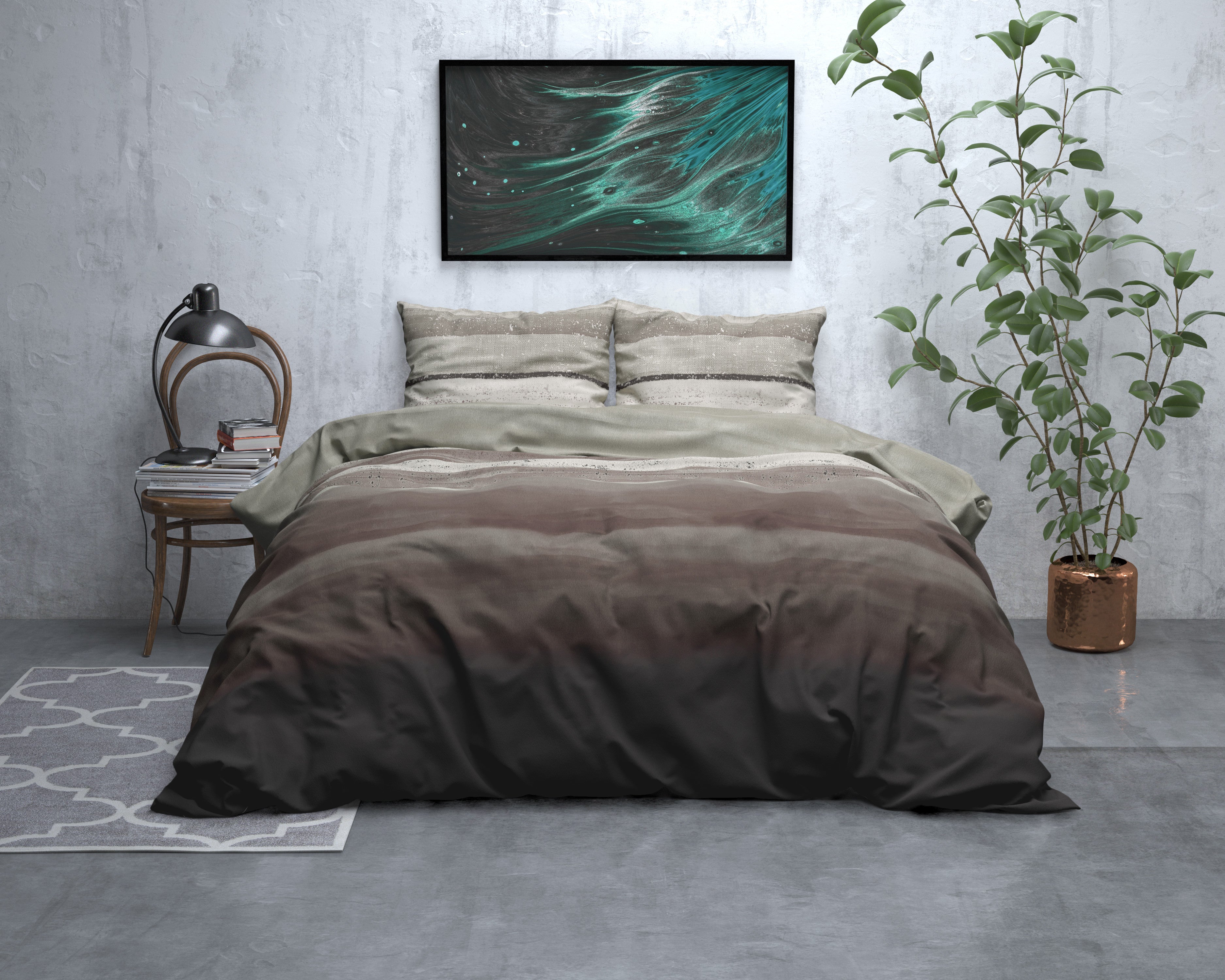 RoyalTextile - Marcus Dekbedovertrek Flanel - Taupe - 140 x 220