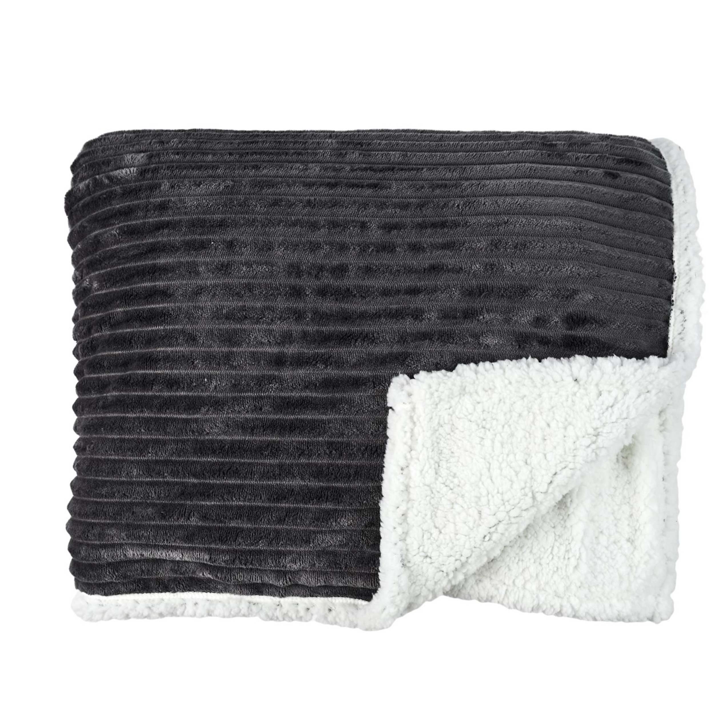 Home Deco Factory Fleece deken - grijs - 180 x 220 cm - polyester - woondeken -