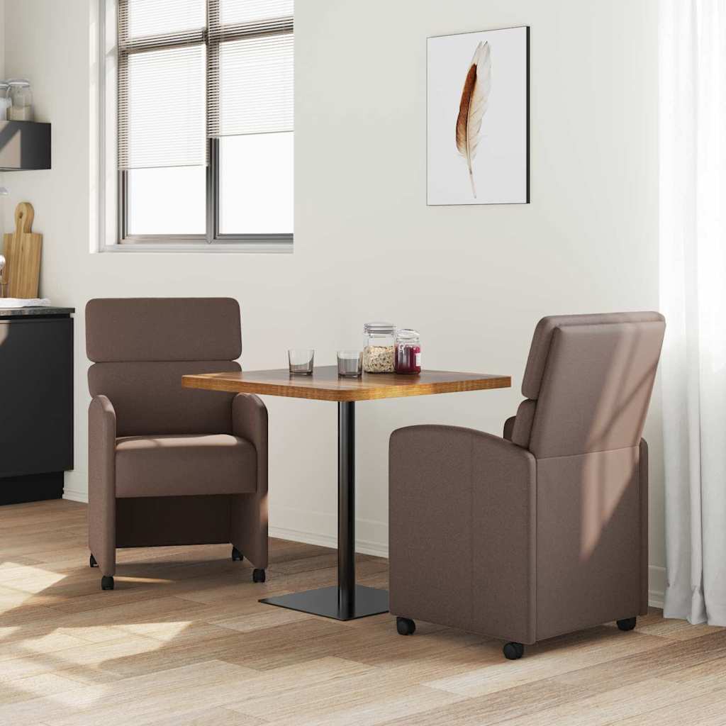 vidaXL Eetstoelen met wielen 2 pcs Bruin 58 x 65 x 98 cm Kunstleer