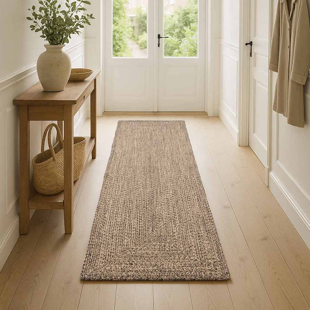 vidaXL Tapijt Naturel en zwart 60 x 200 cm Jute