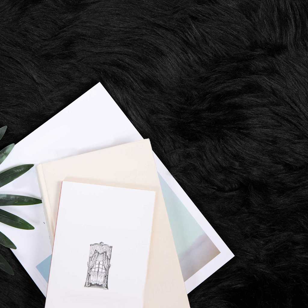 vidaXL Nepleer Schapenvacht Tapijt Zwart 240 x 240 cm Polyester