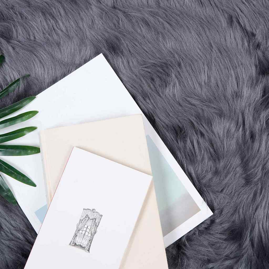 vidaXL Nepleer Schapenvacht Tapijt Antraciet 240 x 340 cm Polyester