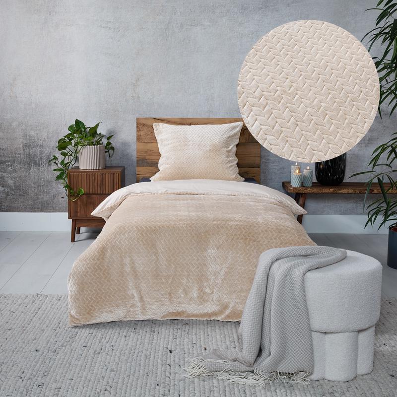 Teddy Hongaarse punt dekbedovertrek - crème-wit