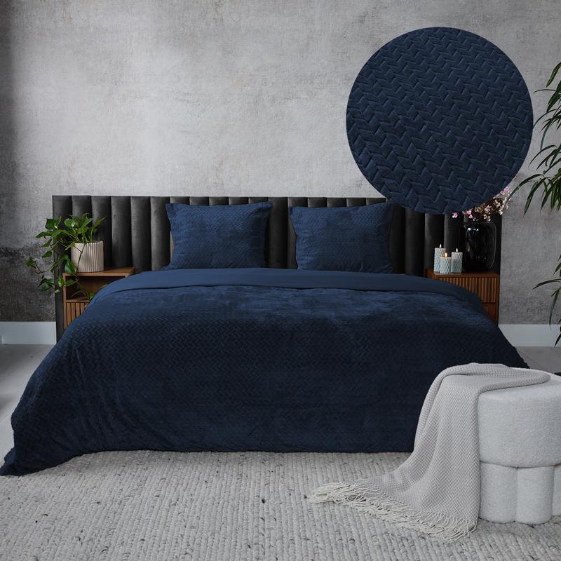 Teddy Hongaarse punt dekbedovertrek - petrolblauw