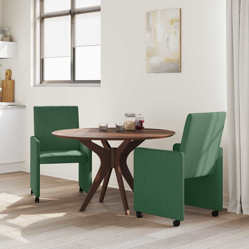 vidaXL Dining Stoelen met Wielen 2 pcs Grijs groen 57 x 66 x 94 cm