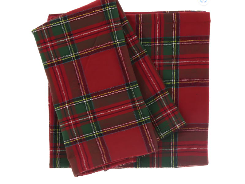 Unique living Servet Xmas tartan 40x40 cm set 4st. red  - 