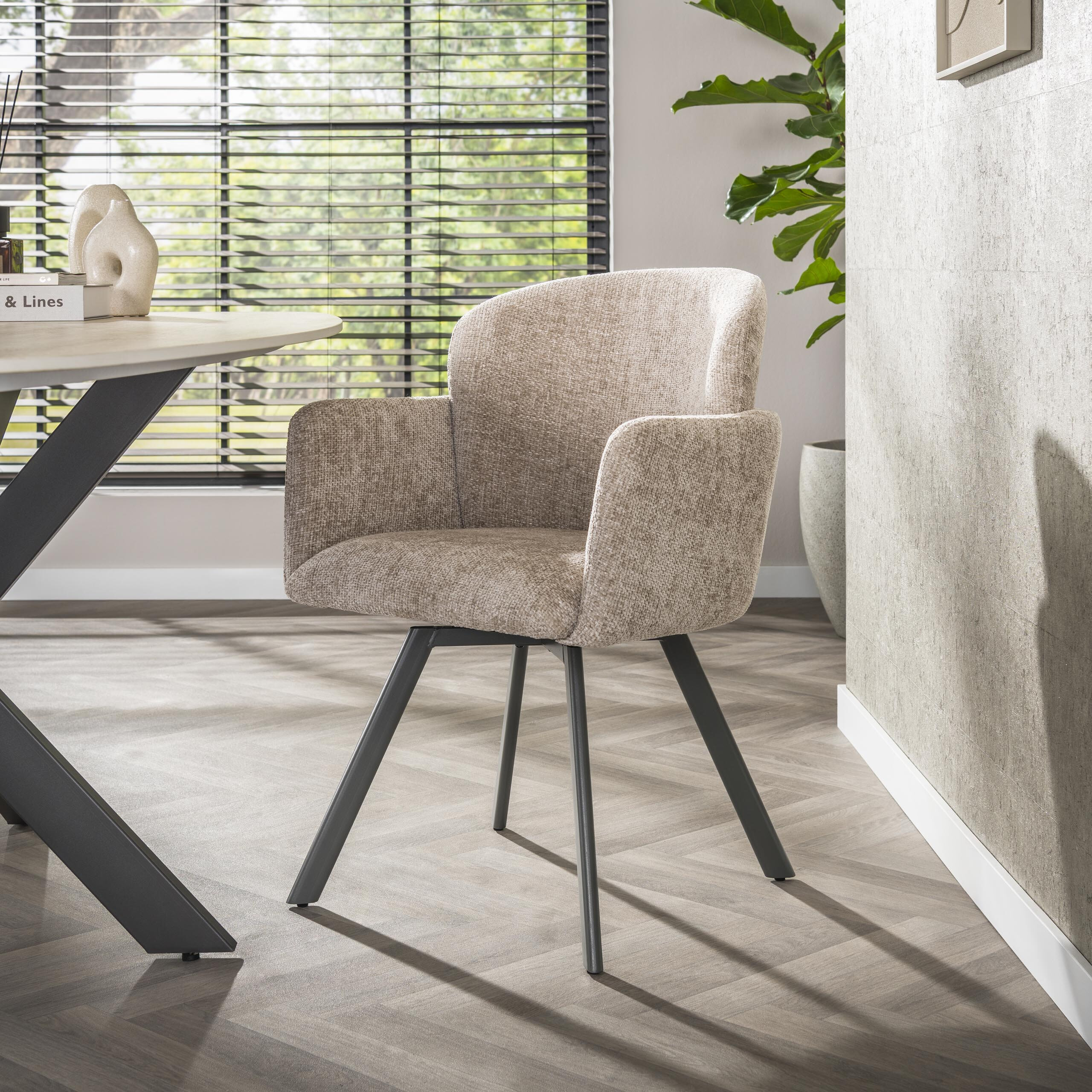 LifestyleFurn Draaibare Eetkamerstoel Katurah Chenille - Zand