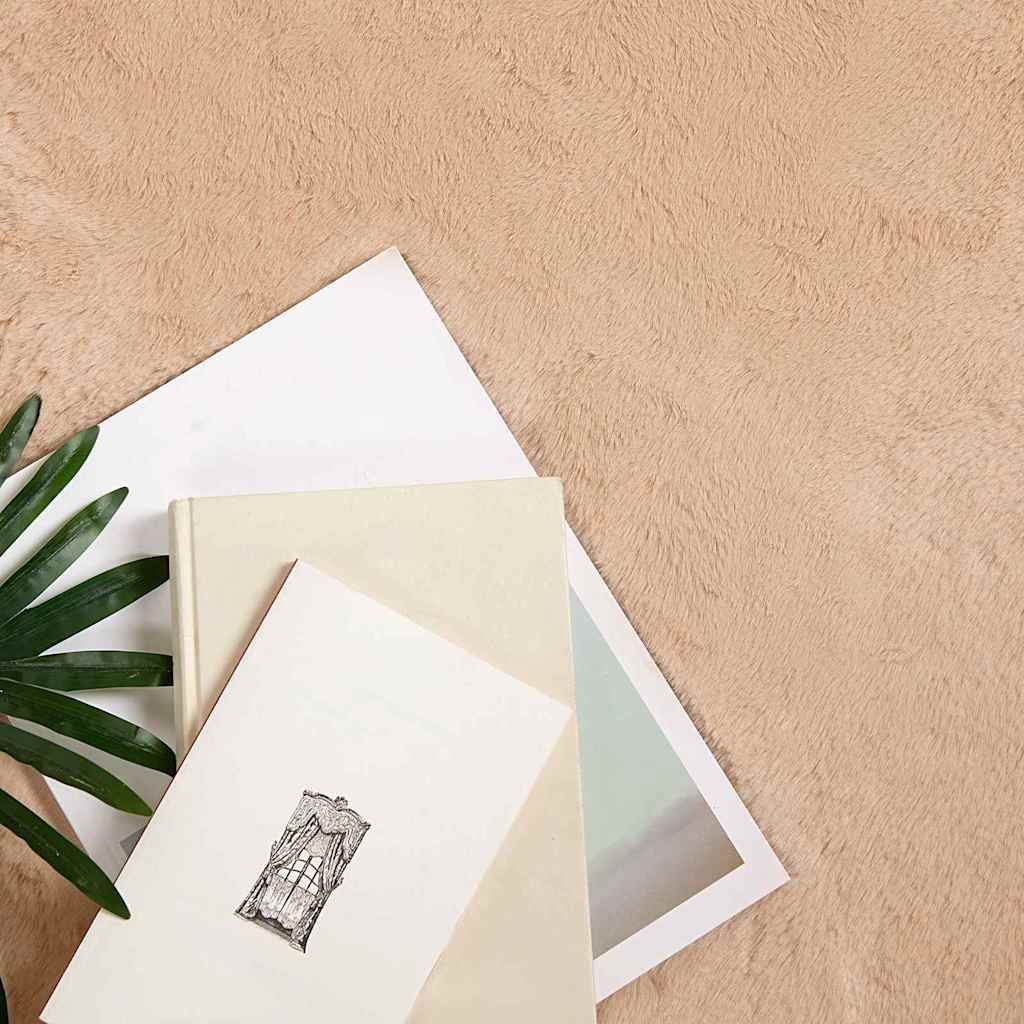 vidaXL Nep Konijnenbont Tapijt Taupe Ø 160 cm Polyester