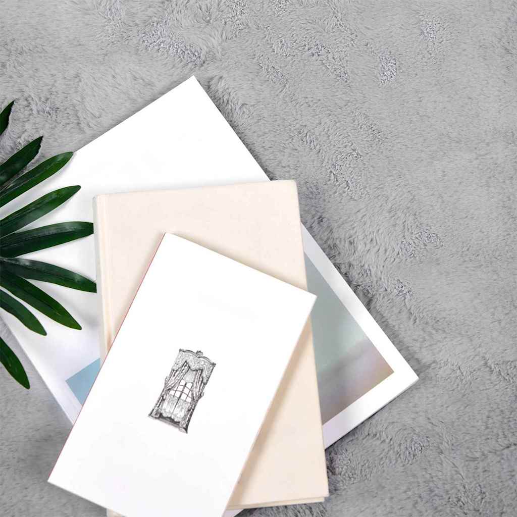 vidaXL Nep Konijnenbont Tapijt Grijs 160 x 160 cm Polyester