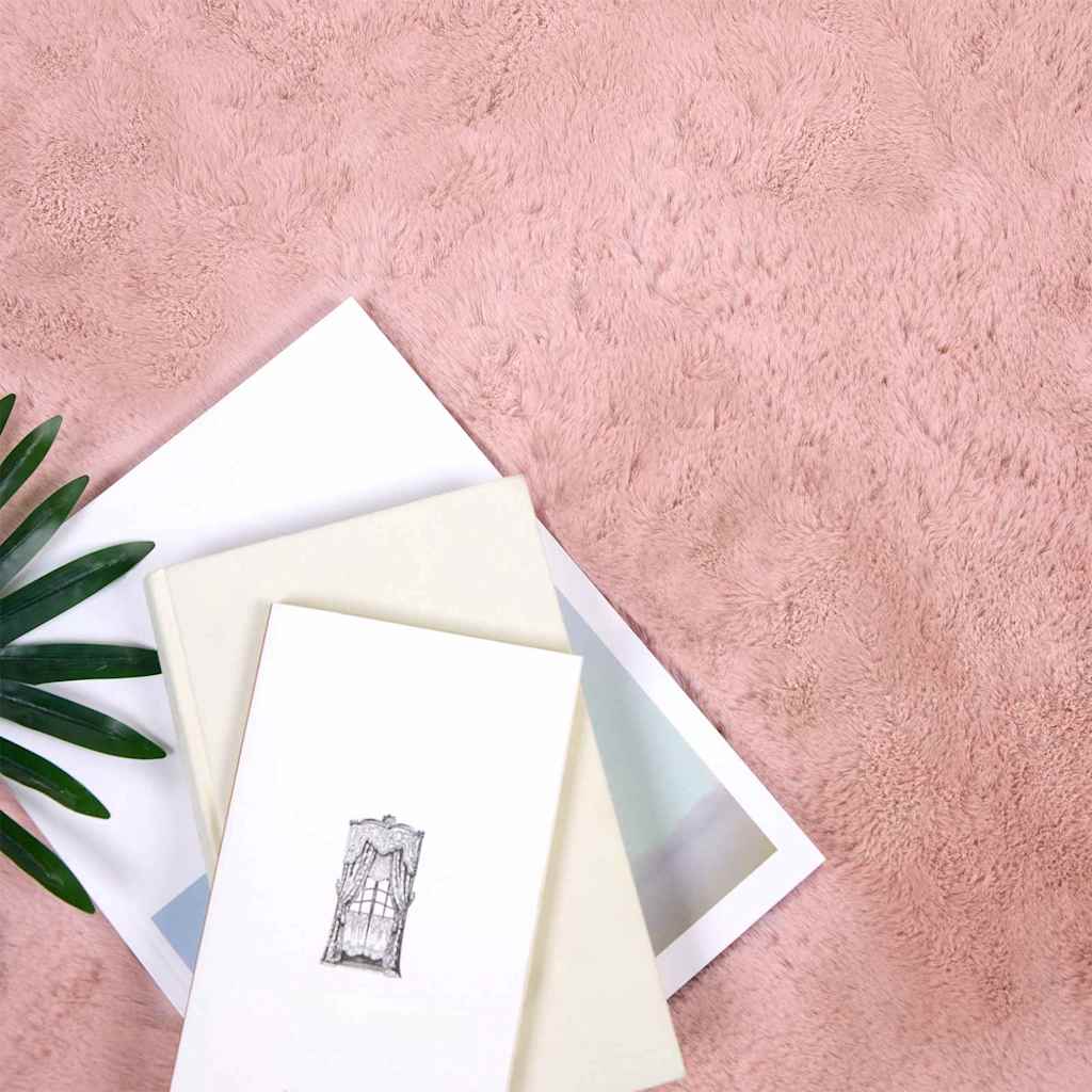 vidaXL Nep Konijnenbont Tapijt Roze Ø 200 cm Polyester