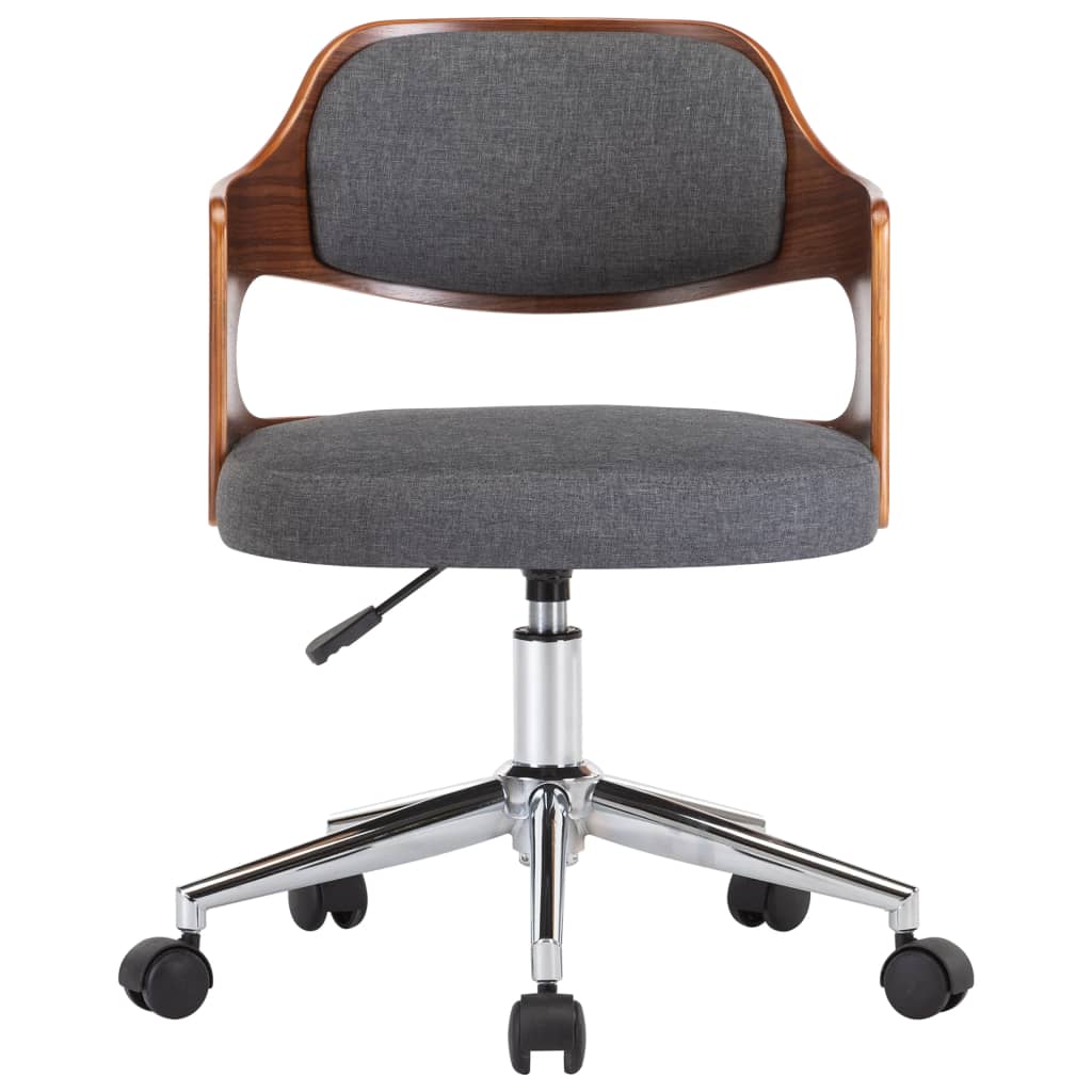 vidaXL Eetkamerstoelen 2 st draaibaar gebogen hout en stof grijs