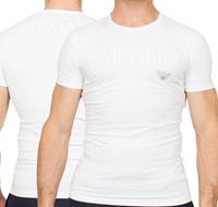 EMPORIO ARMANI Herren T-Shirt - Rundhals, Shirt, Halbarm, mit Logo, Weiß