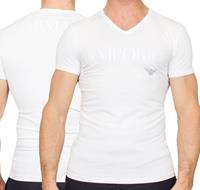 Armani Basis V-Hals Shirt Wit met Glansprint