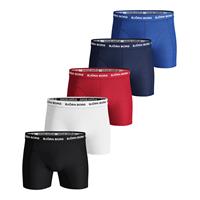 BJÖRN BORG Herren Boxershorts 5er Pack - Pants, Cotton Stretch, Logobund, blau/weiß/schwarz/rot