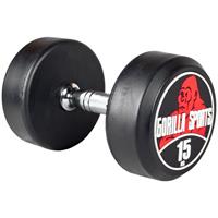 Gorilla Sports Rundhantel Schwarz/Rot 15 kg