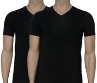 HUGO V-Kragen T-Shirt schwarz Herren 