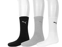 Puma Unisex Sportsocken, 3 Paar - Tennissocken, Crew Sport Socken, einfarbig, Schwarz/Weiß/Grau