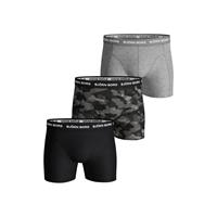 Björn Borg Herren Boxershorts 3er Pack - Pants, Cotton Stretchogobund, schwarz/grau/camouflage