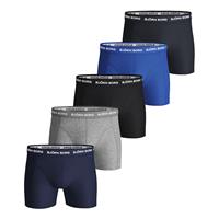 BJÖRN BORG Herren Boxershorts 5er Pack - Pants, Cotton Stretch, Logobund, blau/grau/schwarz