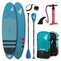 SUP Set Fly Air SUP Board, Pure Paddel und Leash Fanatic 2020