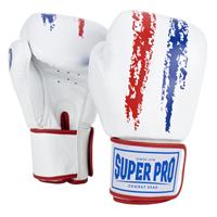 Super Pro Boxhandschuhe „Warrior“, 12 oz., Weiß-Rot-Blau