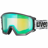 Uvex Athletic FM Brillenträger Skibrille Farbe: 2230 black mat, mirror green/lasergold lite S2))