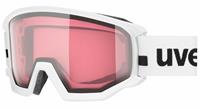 Uvex Athletic Variomatic Skibrille Brillenträger Farbe: 1030 white mat, variomatic pink clear S2-3))