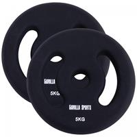 Gorilla Sports Vinyl halterschijven set 2 x 5 kg zwart