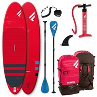 SUP Board Set Fly Air SUP Board Paddelboard, Pure Paddel und Leash Fanatic red