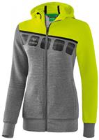 erima 5-C Trainingsjacke mit Kapuze Damen grey melange/lime pop/black