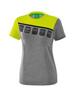 erima 5-C T-Shirt Damen grey melange/lime pop/black
