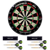 Longfield Games Dartbord Longfield Professional 45.5 Cm Met 6x Goede Kwaliteit Dartpijltjes - Darten Voor Thuis - Voordeelset