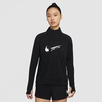 Nike dri-fit swoosh run midlayer hardlooptop zwart/wit dames dames