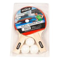 Sportx 2x Tafeltennis batjes sport set met 3 ballen - Ping Pong spelen op kantoor of thuis